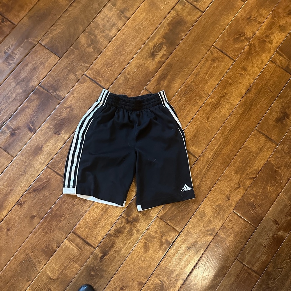 adidas Black‎ Kids Shorts with White Stripes Size L